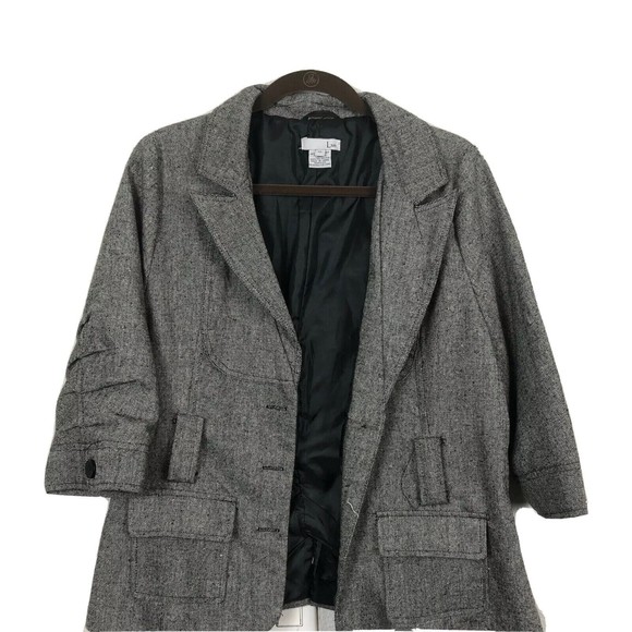 Jackets & Blazers - Luii womens Blazer Size XL jacket Grey 3/4 Sleeve career work office wear